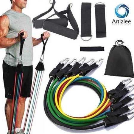 Set de 11 Pieces Bandes de Résistance de Gym, Exercice, Yoga,