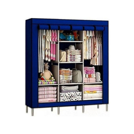 Armoire de Rangement Organisateur, Penderie de vêtement en Toile, bleu
