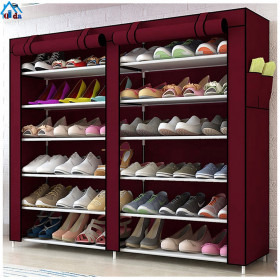 Étagères de rangement en tissu empilables 36 paires rouge