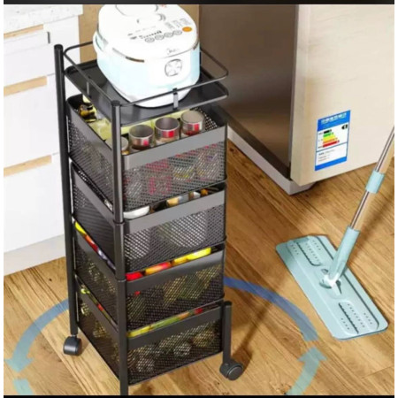 Etagère de rangement pour légumes et fruits, avec 4 roues,