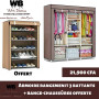 ACHAT Pack armoire 3 battants en tissus avec rangement chaussures